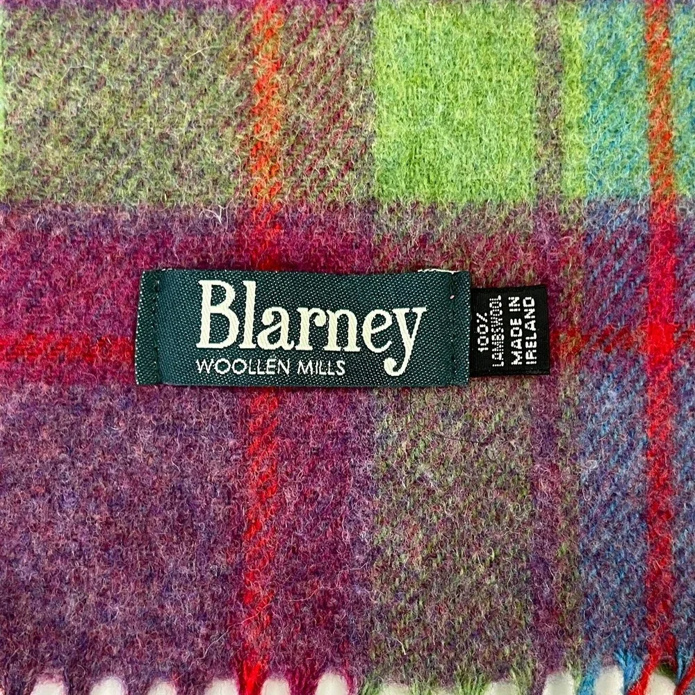 Blarney Woollen Mills Mens Plaid 100% Lambswool Scarf Made‎ in Ireland